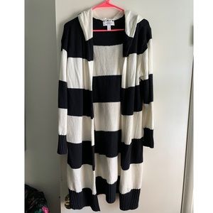 Popsugar long striped hooded cardigan